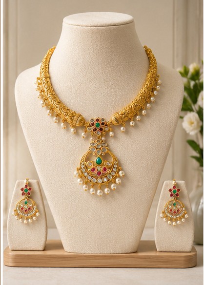 Royal Jadau Hasli Necklace Set